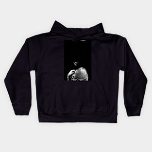 Special processing. Dark side. Girl with not visible face parts. Grayscale. Kids Hoodie